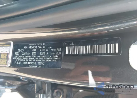 2025 Kia K4 Gt-Line Turbo из США, поврежденный, VIN 3KPFW4DC2SE111955